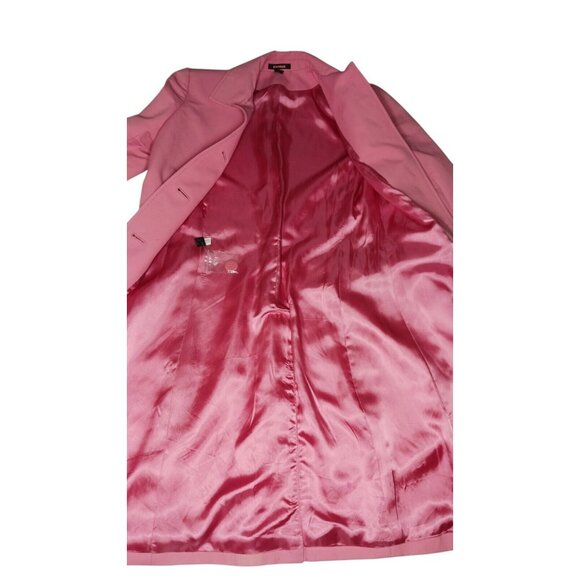 EXPRESS Trench Blazer Rain Topper Coat Pink Mid Length Womens XS Career EUC - Picture 11 of 12